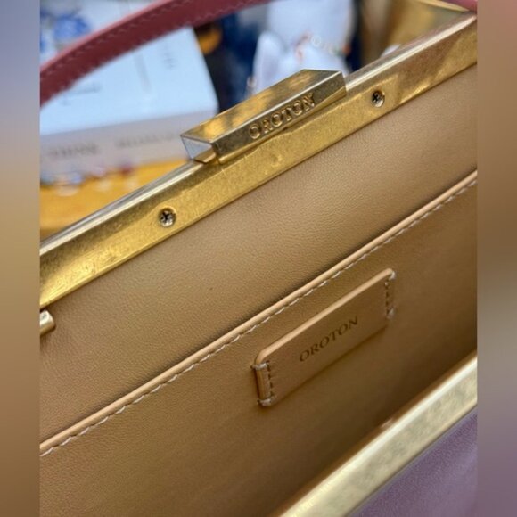 🆕 OROTON 🧿 NWOT Icon Frame Clutch, Rosewood Pink - Picture 15 of 16